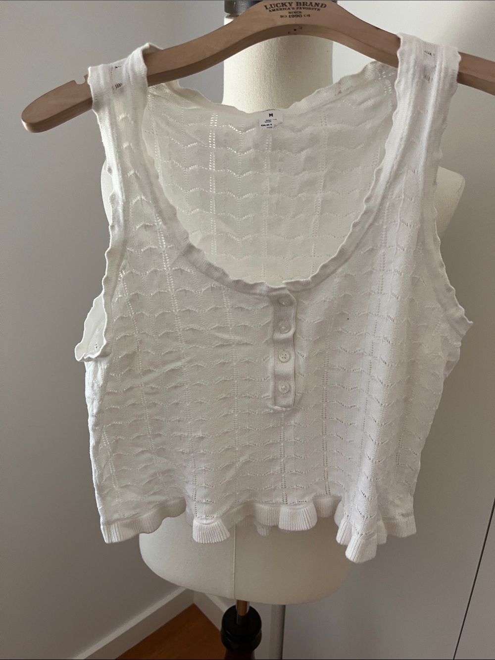 Old Navy White Knit Button-Front Tank